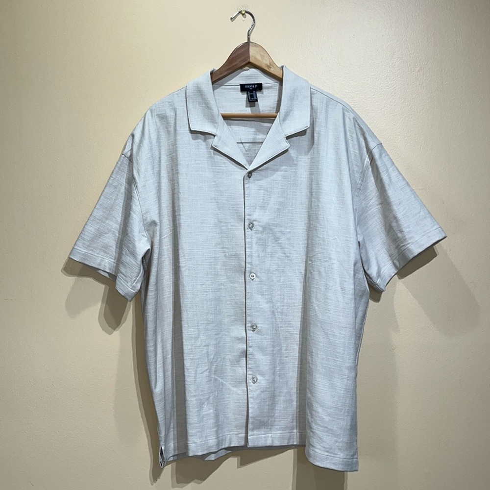 Forever 21 Beige Short Sleeve Button Up Shirt